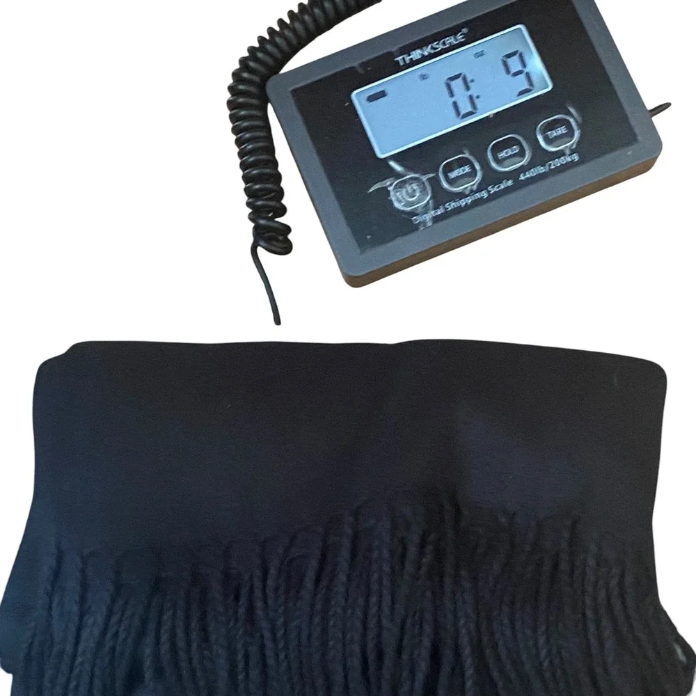 Womens Black Pashmina Shawl Wrap Scarf with Tassel Fringe Solid Classic 27in W